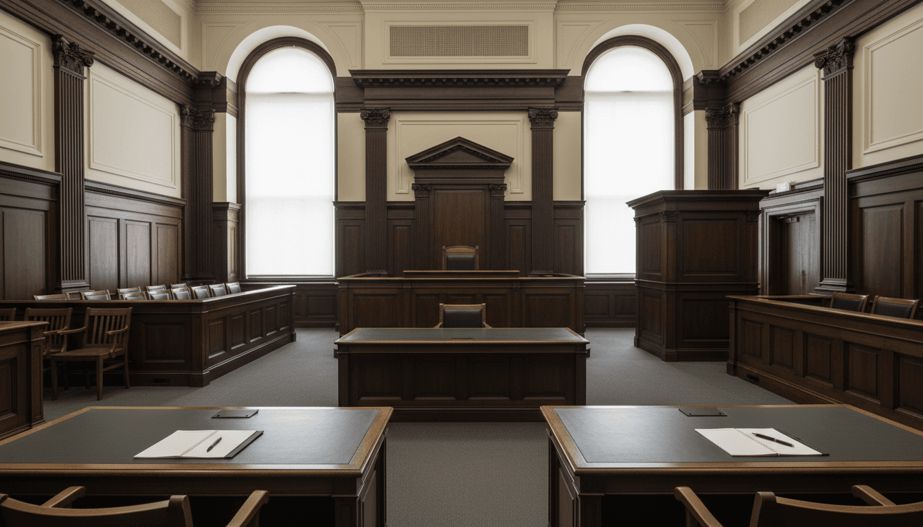 Intensive trial preparation session in courtroom-style environment